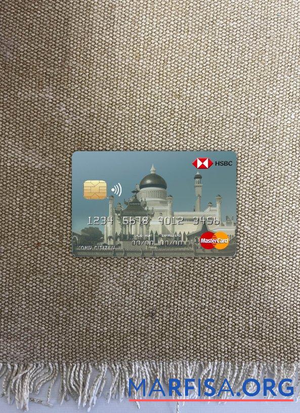 Blank Brunei HSBC bank mastercard photolook front download for verification